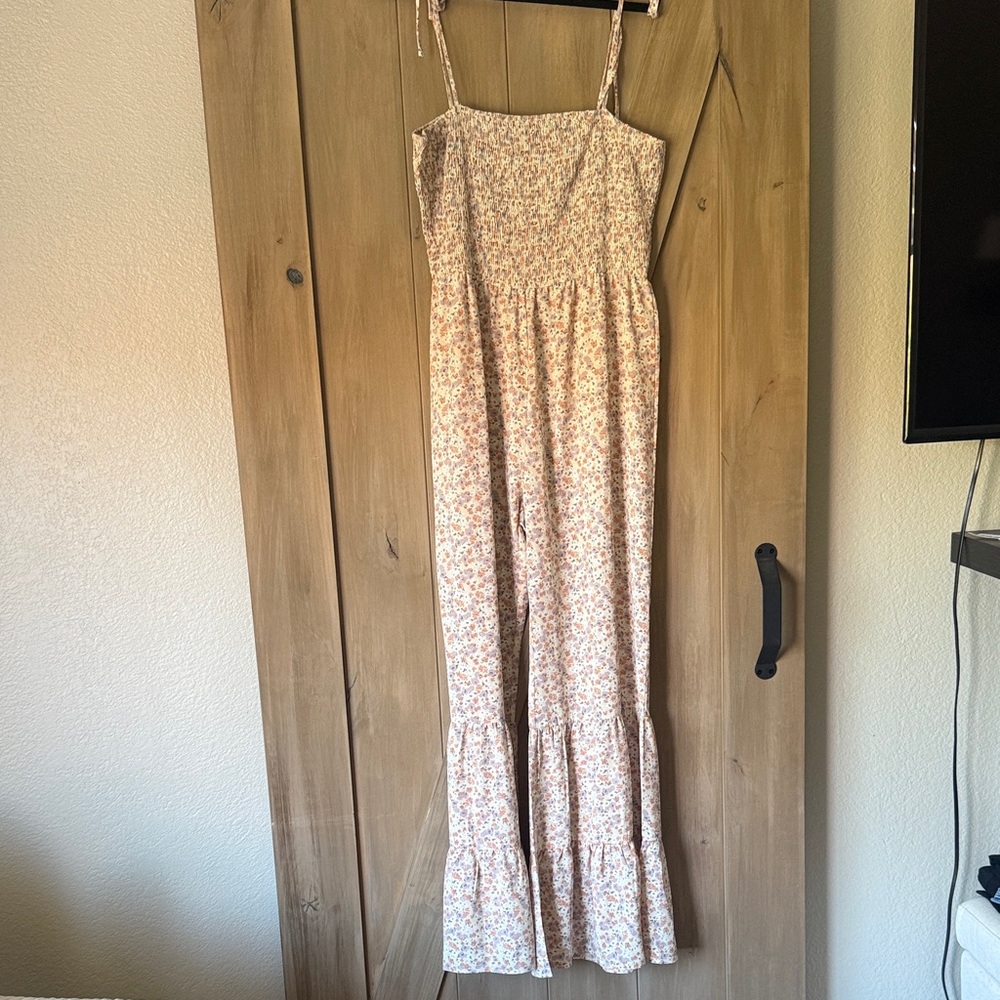 Pink Lily Floral Spaghetti Strap Jumpsuit